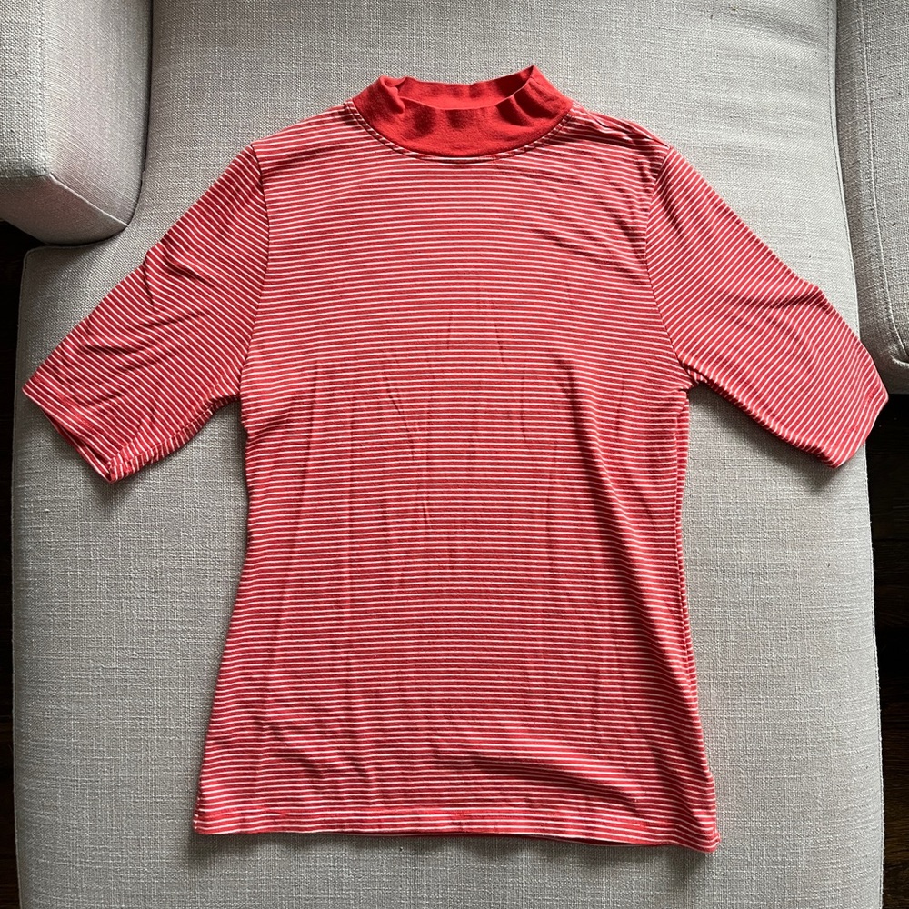 Red Striped Mockneck Top